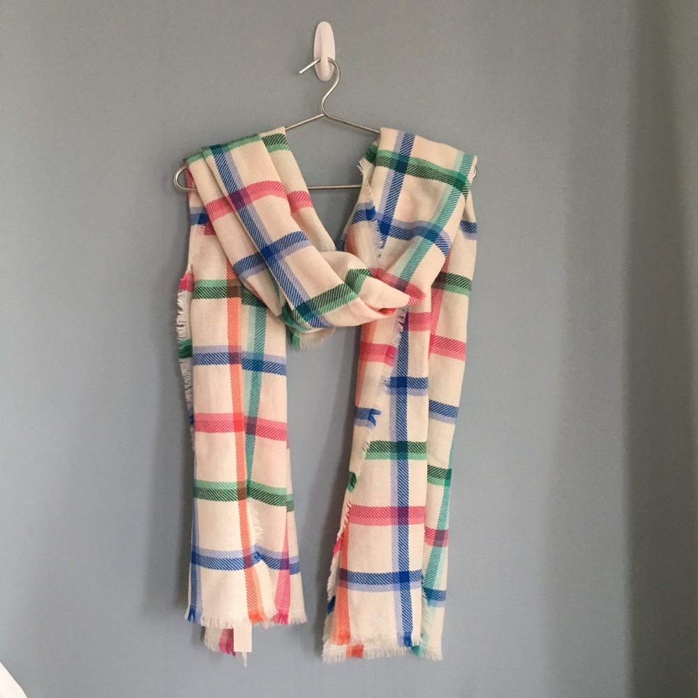 NWT Talbots 100% Wool Plaid Scarf Wrap Shawl